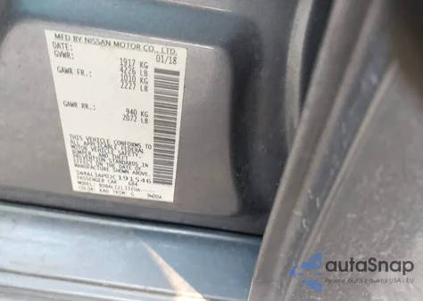 2018 Nissan Altima 2.5 Sv z USA, uszkodzony, nr VIN 1N4AL3AP0JC191546